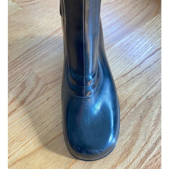 True VTG Black Rubber Heeled USA Made Boots By Pretties Originals Waterproof 6us - Picture 6 of 14